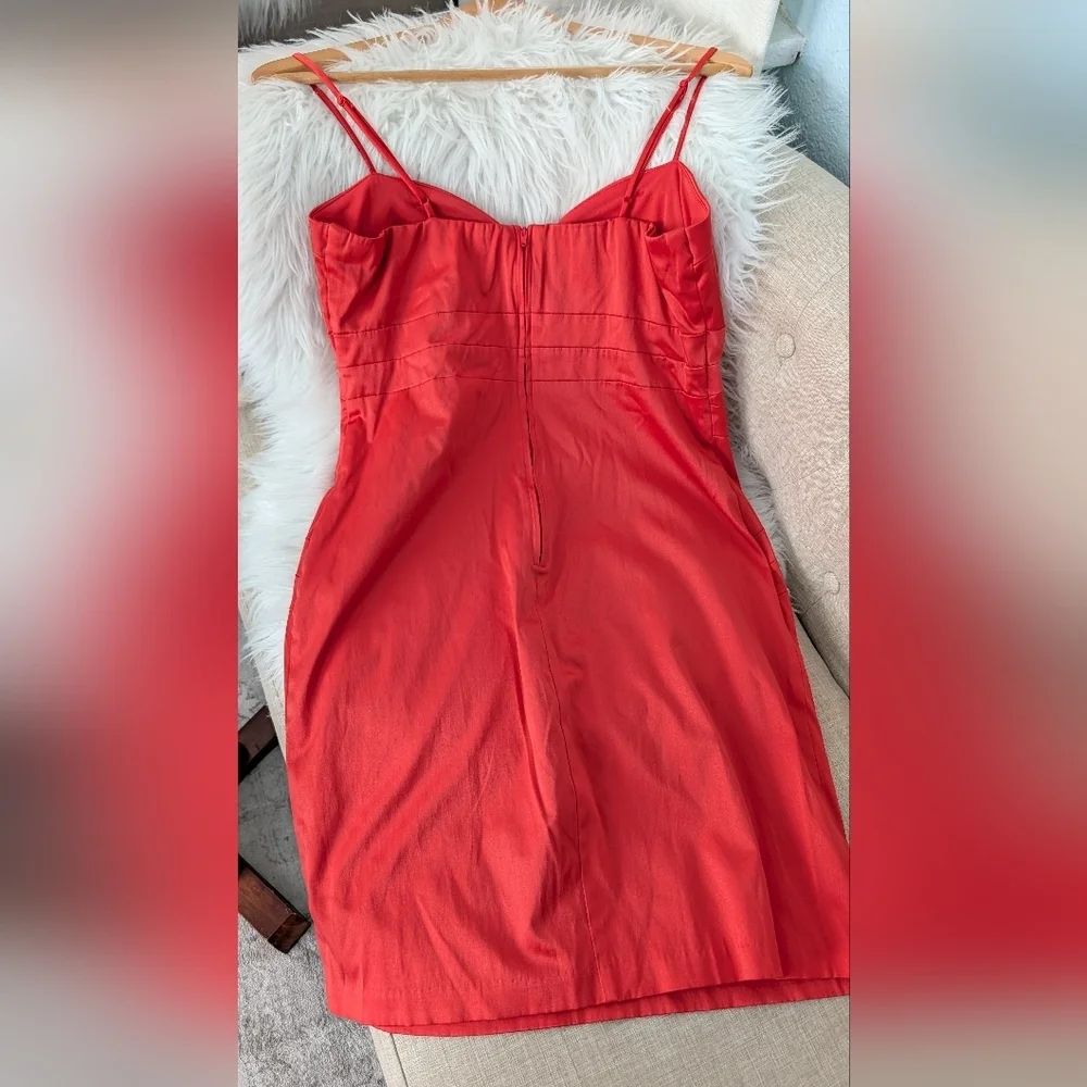 Bisou Bisou Red/Orange Spaghetti Strap Bodycon Dress Sz 12
